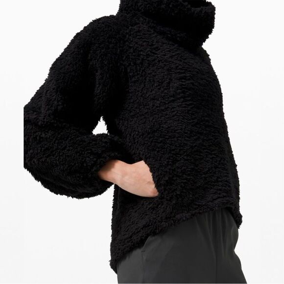 Lululemon Black Warm Restore Sherpa Pullover Sweater Size M/L Cozy Fuzzy Winter - Picture 11 of 16